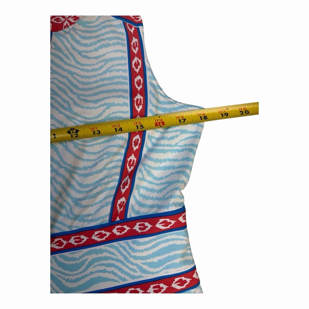 J. McLaughlin Lola Dress Womens M Blue Zebra Print Sleeveless Sheath Knee - Picture 6 of 11